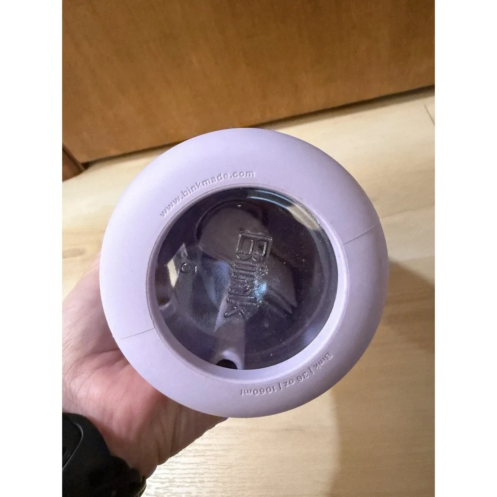 NWT Bink Bottle 36oz Glass Water Bottle Purple Silicone Sleeve with Straw